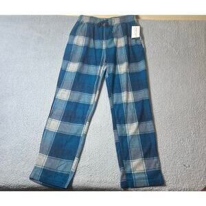 Perry Ellis Portfolio Pajamas Mens M Blue Buffalo Plaid Fleece Comfy Pajamas NEW